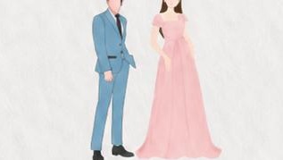 Sample attire — Pink formal dress and blue suit